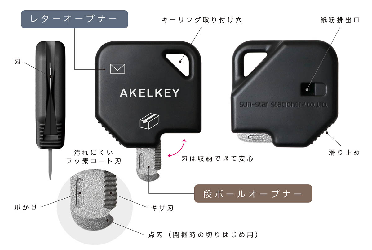 封筒も段ボールも開けられる2WAYオープナー「アケルキー」 - Impress Watch