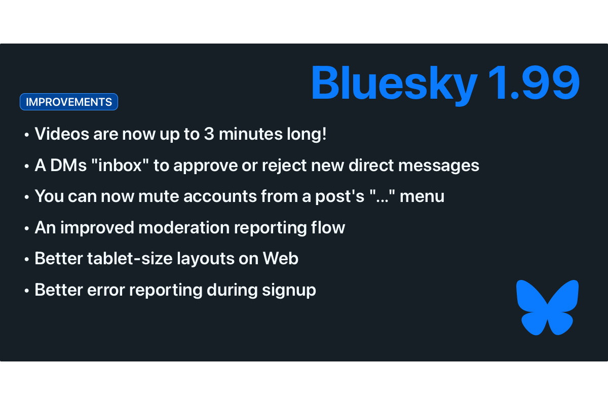 Bluesky、動画投稿が3分に DMスパム対策も拡充 - Impress Watch