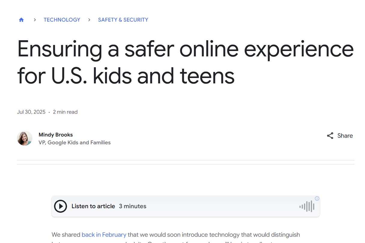 グーグル、18歳未満のユーザーを行動から推定して保護 米国で開始 - Impress Watch
