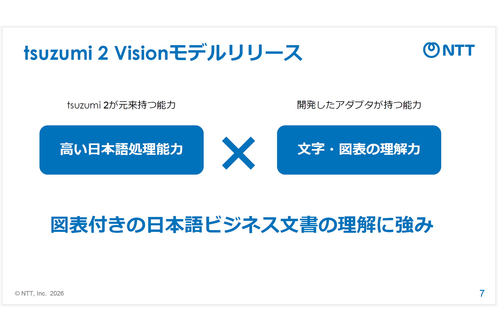 NTT製LLM「tsuzumi 2」が図表を“理解”　ビジネス文書全般をカバー