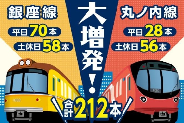 東京メトロ、銀座線・丸ノ内線を大増発　計212本